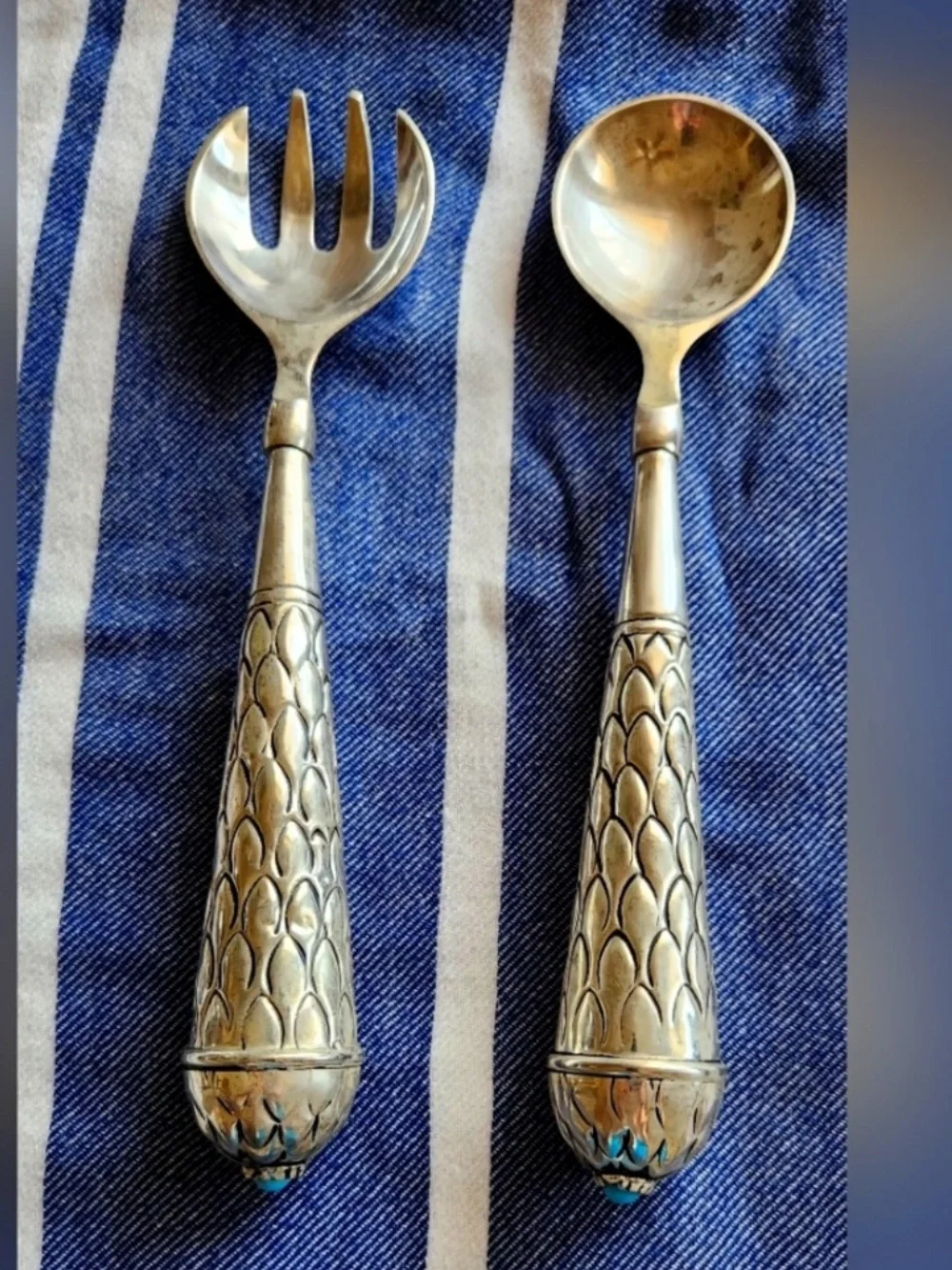 Vintage Silver-Plate Serving Spoon and Fork
